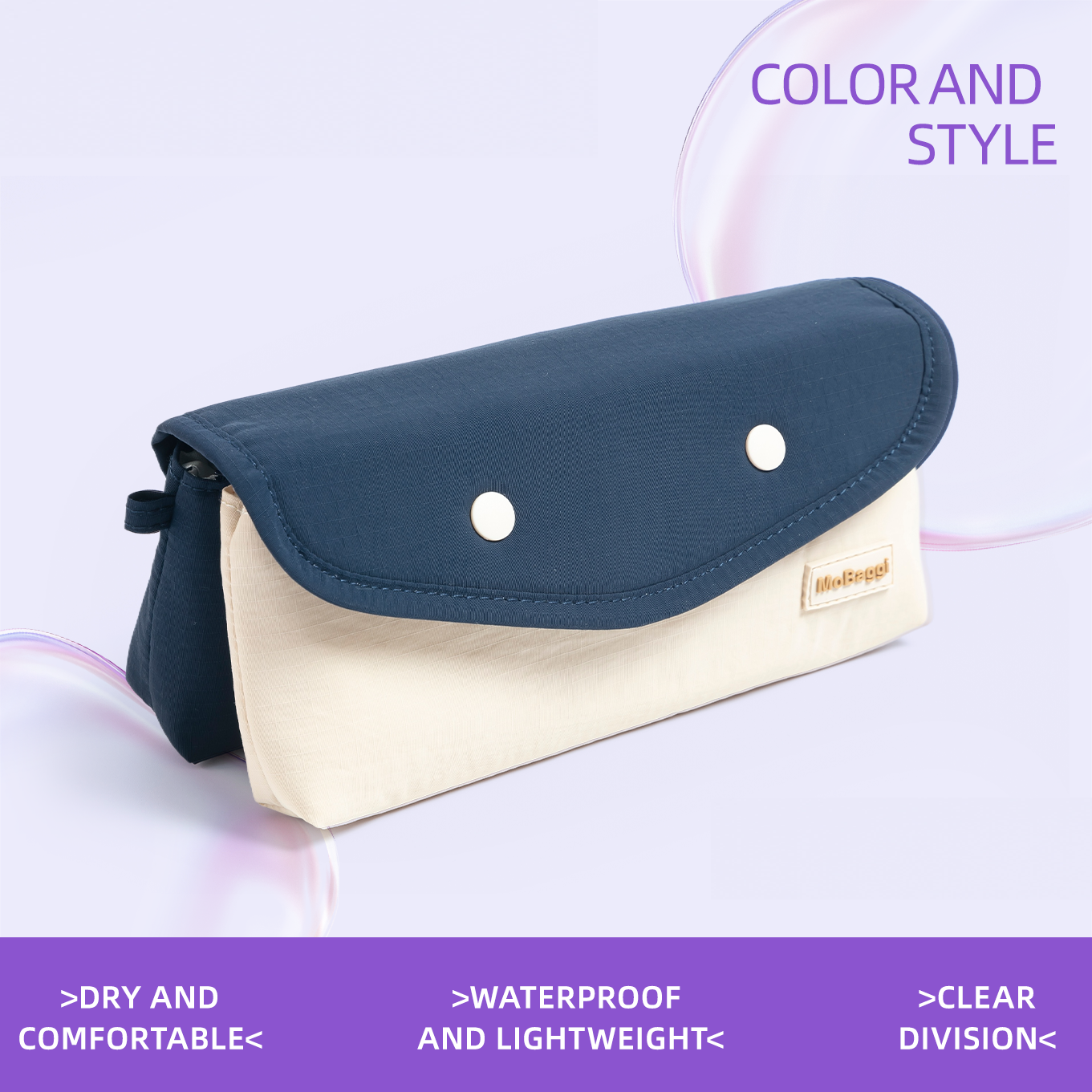 M&G Mobaggi Color-Block Snap Button Pencil Case 2in1 Detachable Navy