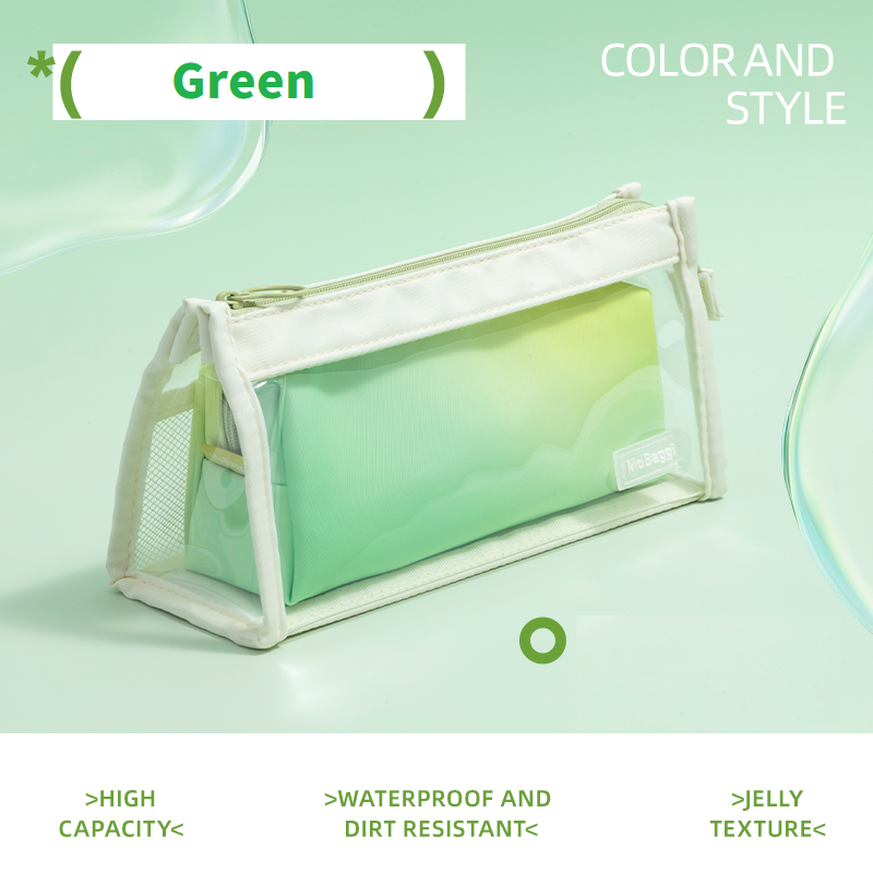 M&G Mobaggi Triangle Large Capacity Pencil Case 2-in-1 Double Bag Green