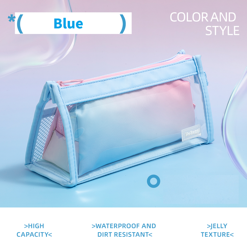 M&G Mobaggi Triangle Large Capacity Pencil Case 2-in-1 Double Bag Blue