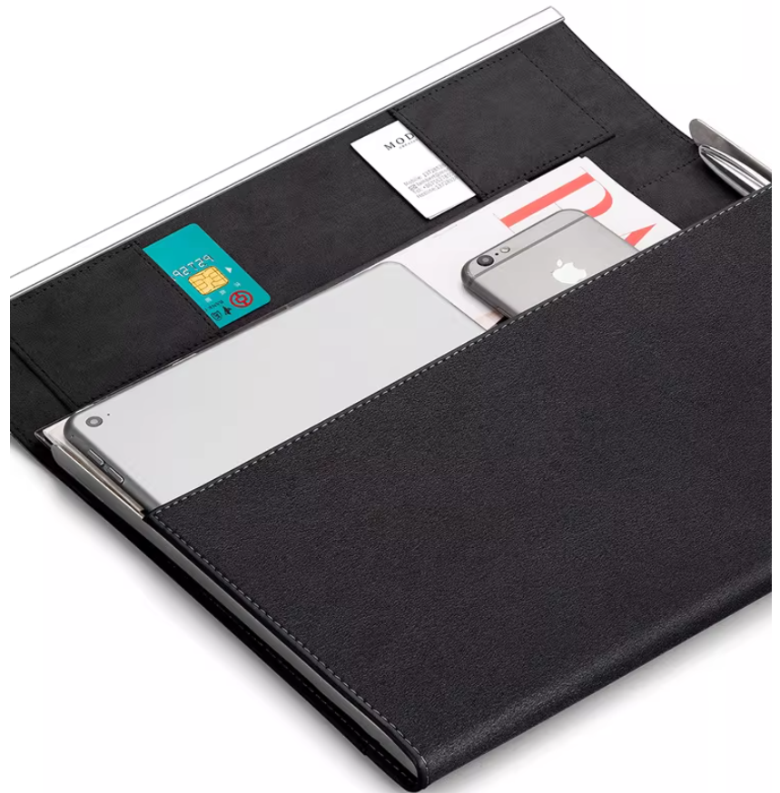 Modern Black Men’s Genuine Leather Briefcase File Folder A4