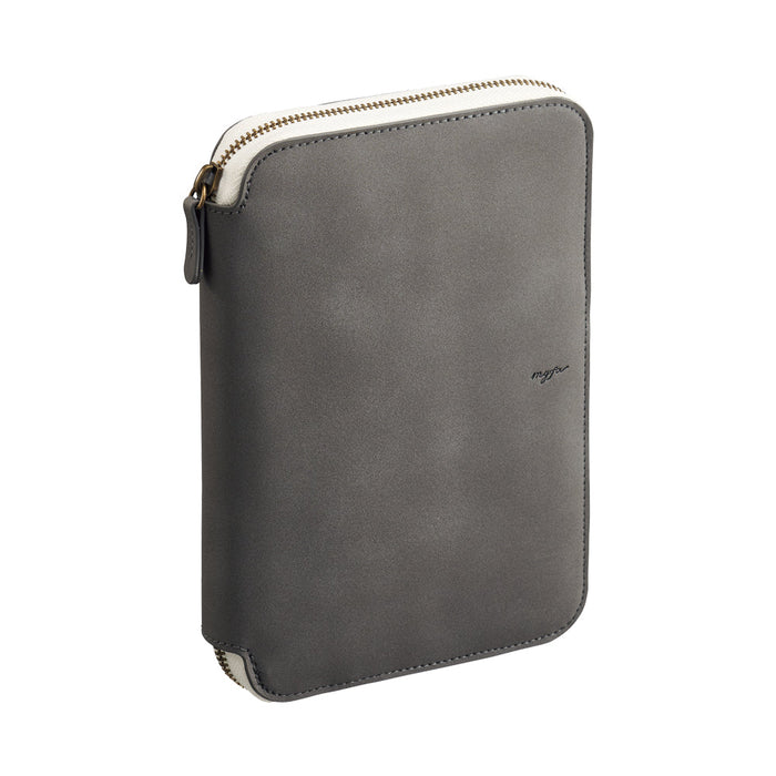 Lihit Lab myfa N-3391 Round Zip Binder Mini 6-Hole Charcoal Black
