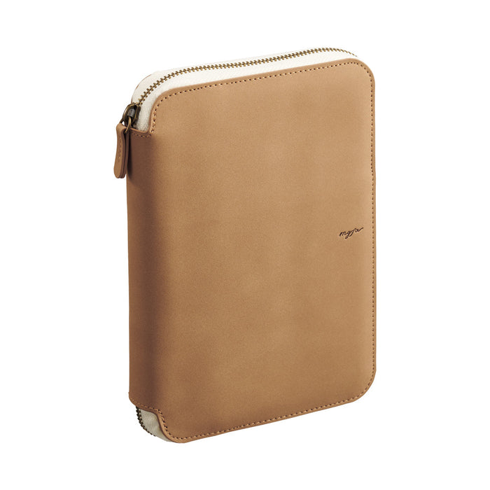 Lihit Lab myfa N-3391 Round Zip Binder Mini 6-Hole Caramel Brown