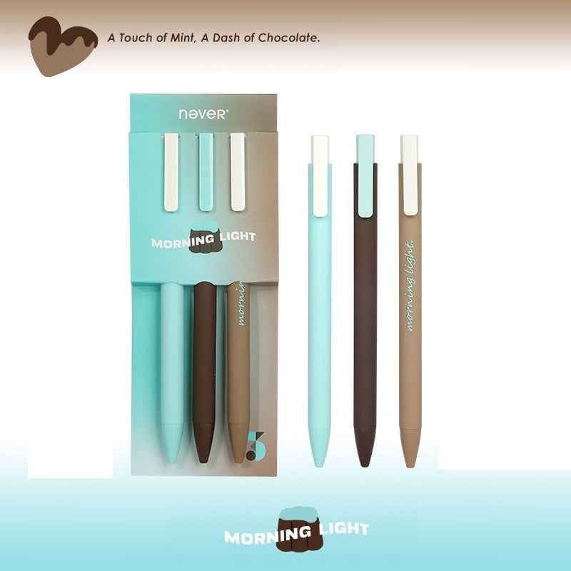 NEVER Afternoon Tea Mint Cocoa Gel Pen 0.5mm Black Ink 3-Pack