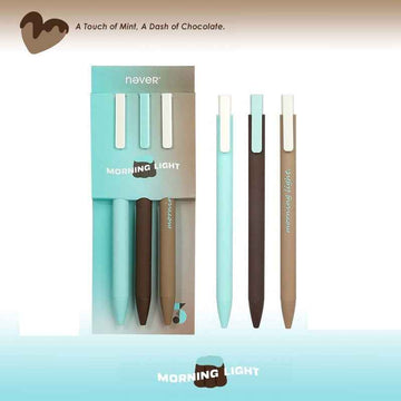 NEVER Afternoon Tea Mint Cocoa Gel Pen 0.5mm Black Ink 3-Pack