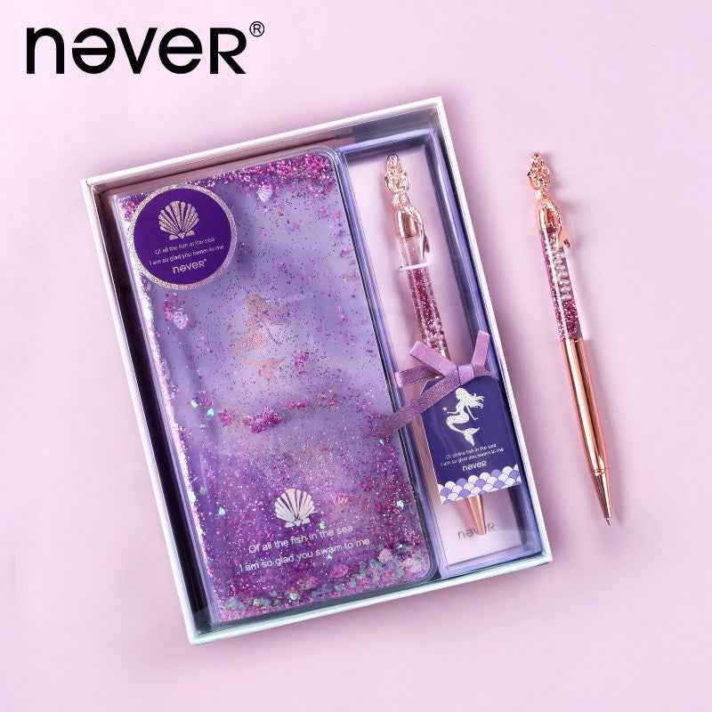 NEVER Weekly Planner & Gel Pen Gift Set - Glitter Quicksand Cover