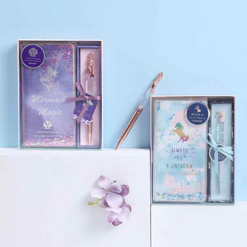 NEVER Weekly Planner & Gel Pen Gift Set - Glitter Quicksand Cover