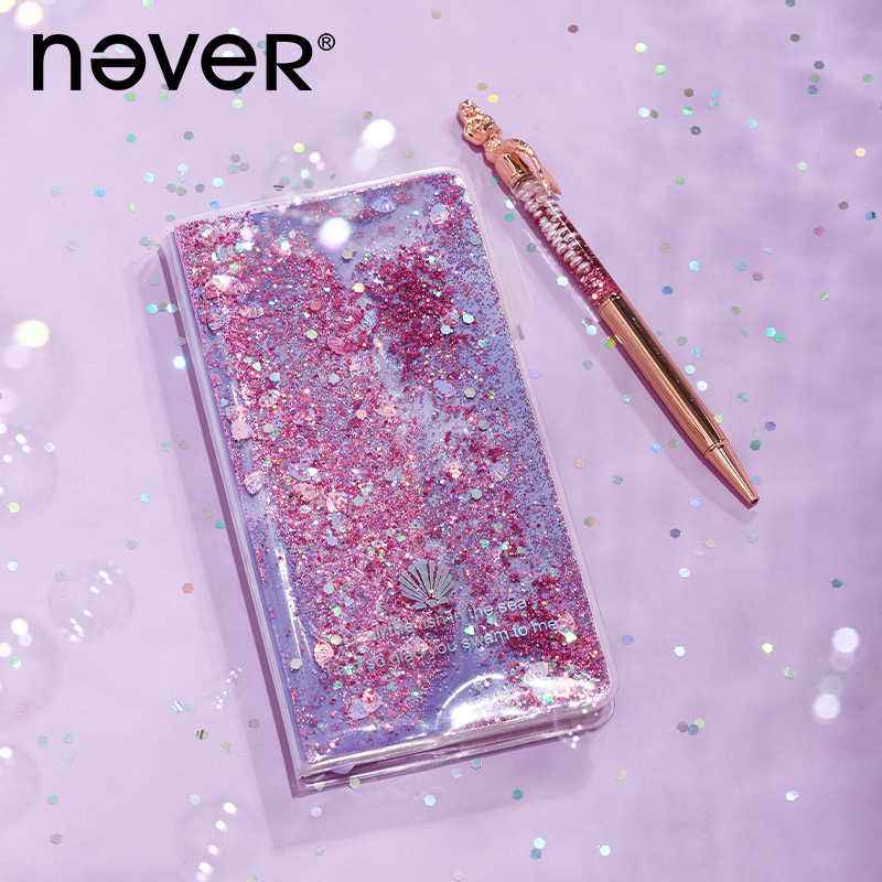 NEVER Weekly Planner & Gel Pen Gift Set - Glitter Quicksand Cover