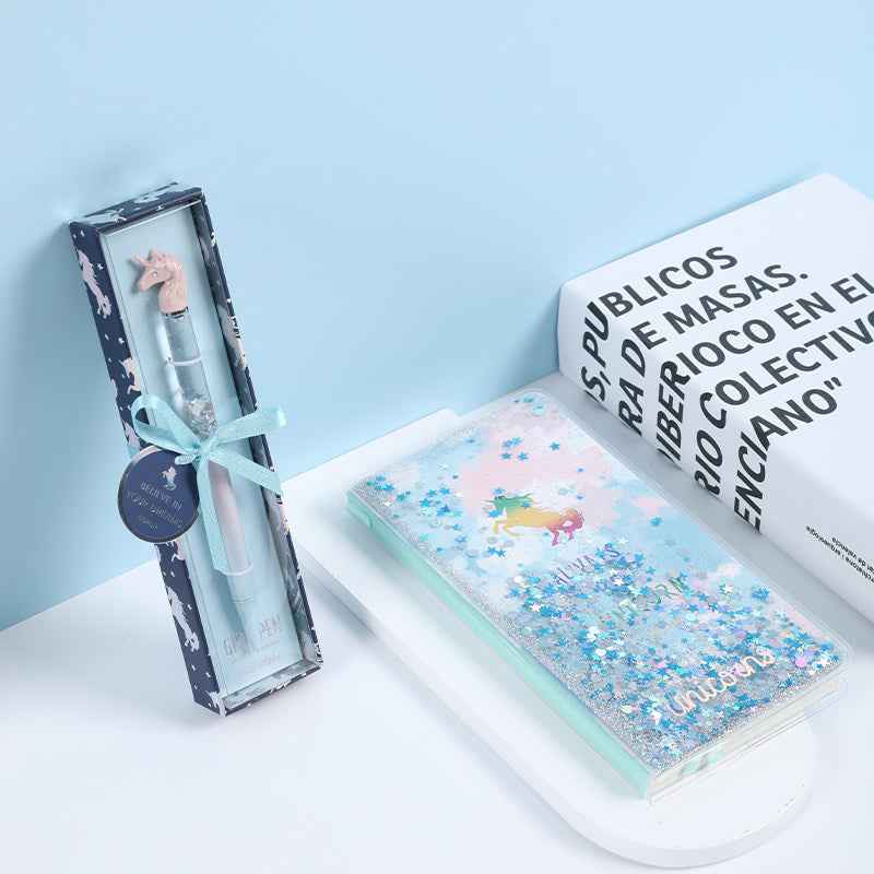 NEVER Weekly Planner & Gel Pen Gift Set - Glitter Quicksand Cover
