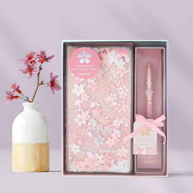 NEVER Weekly Planner & Gel Pen Gift Set - Glitter Quicksand Cover