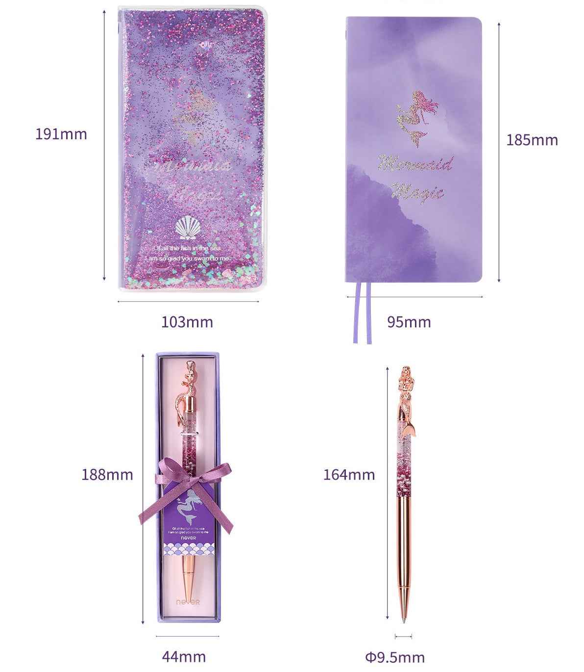 NEVER Weekly Planner & Gel Pen Gift Set - Glitter Quicksand Cover