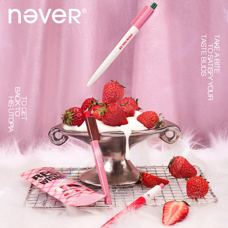 Never Strawberry Pie Click Gel Pen – 0.5mm Black Ink 3 Pack