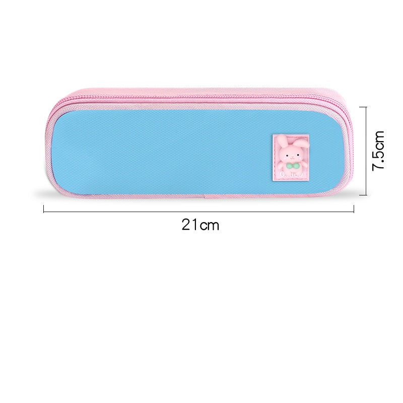 O.KILO Pencil Case - Colorful Primary School Student Stationery Bag Pink Blue