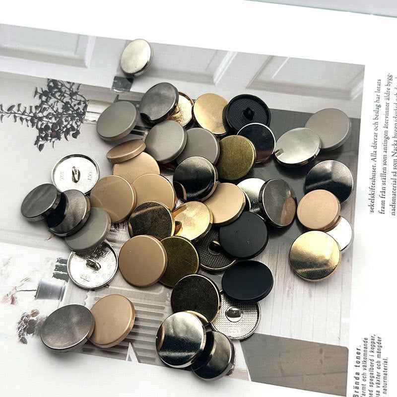 1-inch round flat metal shank buttons, mixed colors assortment, 20 pcs set