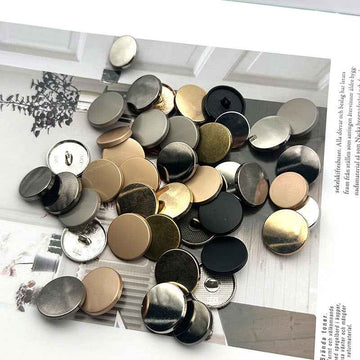 1-inch round flat metal shank buttons, mixed colors assortment, 20 pcs set