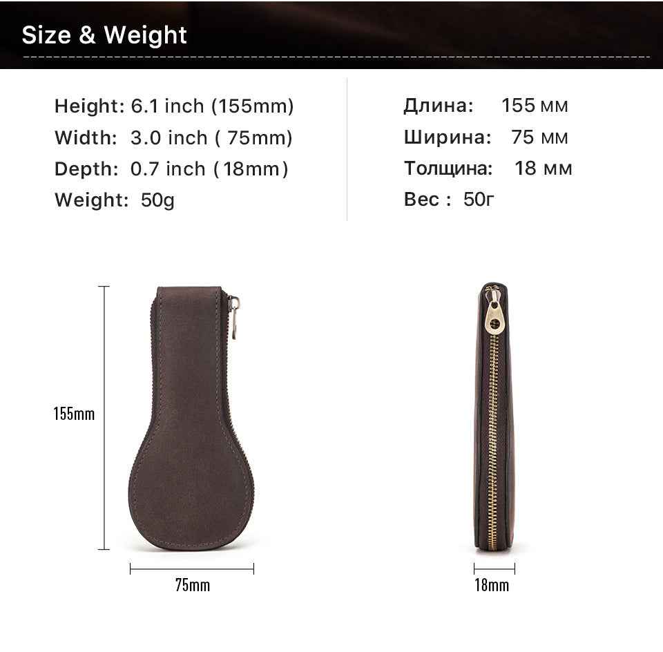 Crazy Horse Cow Genuine Leather Series Watch Storage Pouch Bag Case