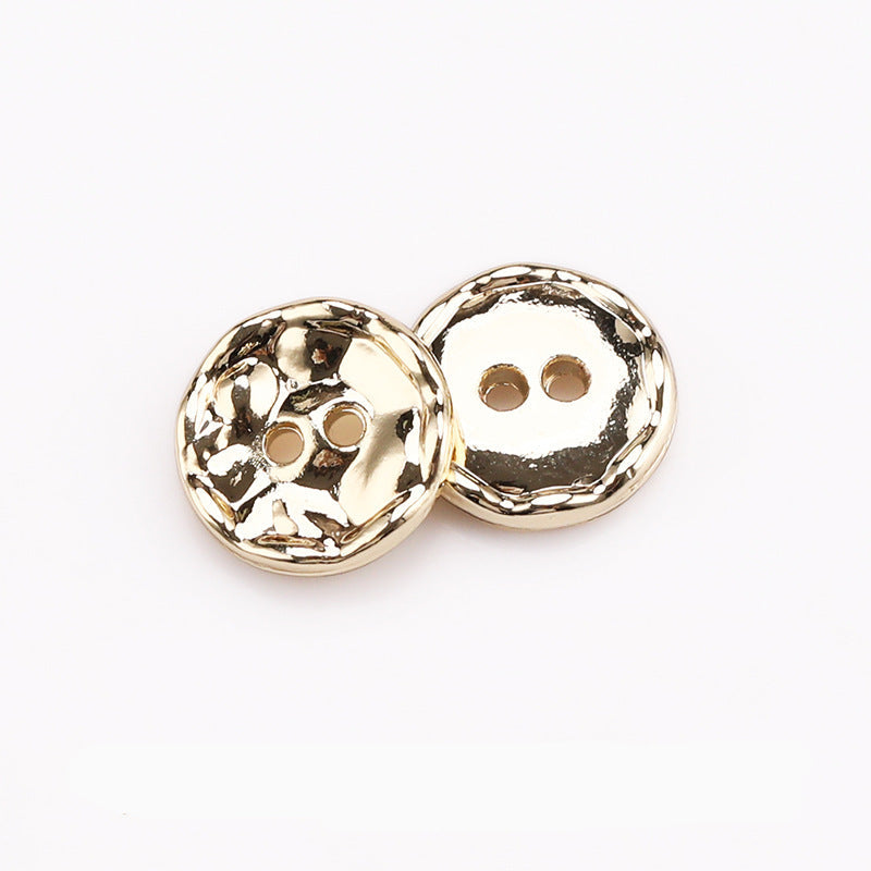 Round 2-hole metal button set, gunmetal black, 11mm, 30-pack (front pair)