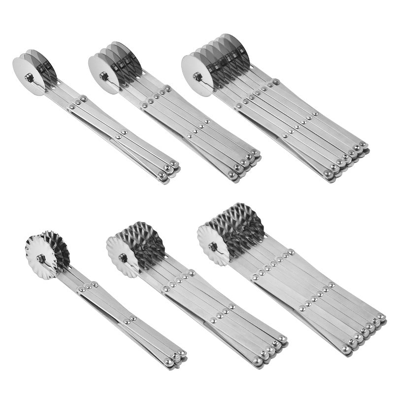 Stainless Steel Multi-Wheel Pizza Cutter & Pastry Slicer Expandable Roller