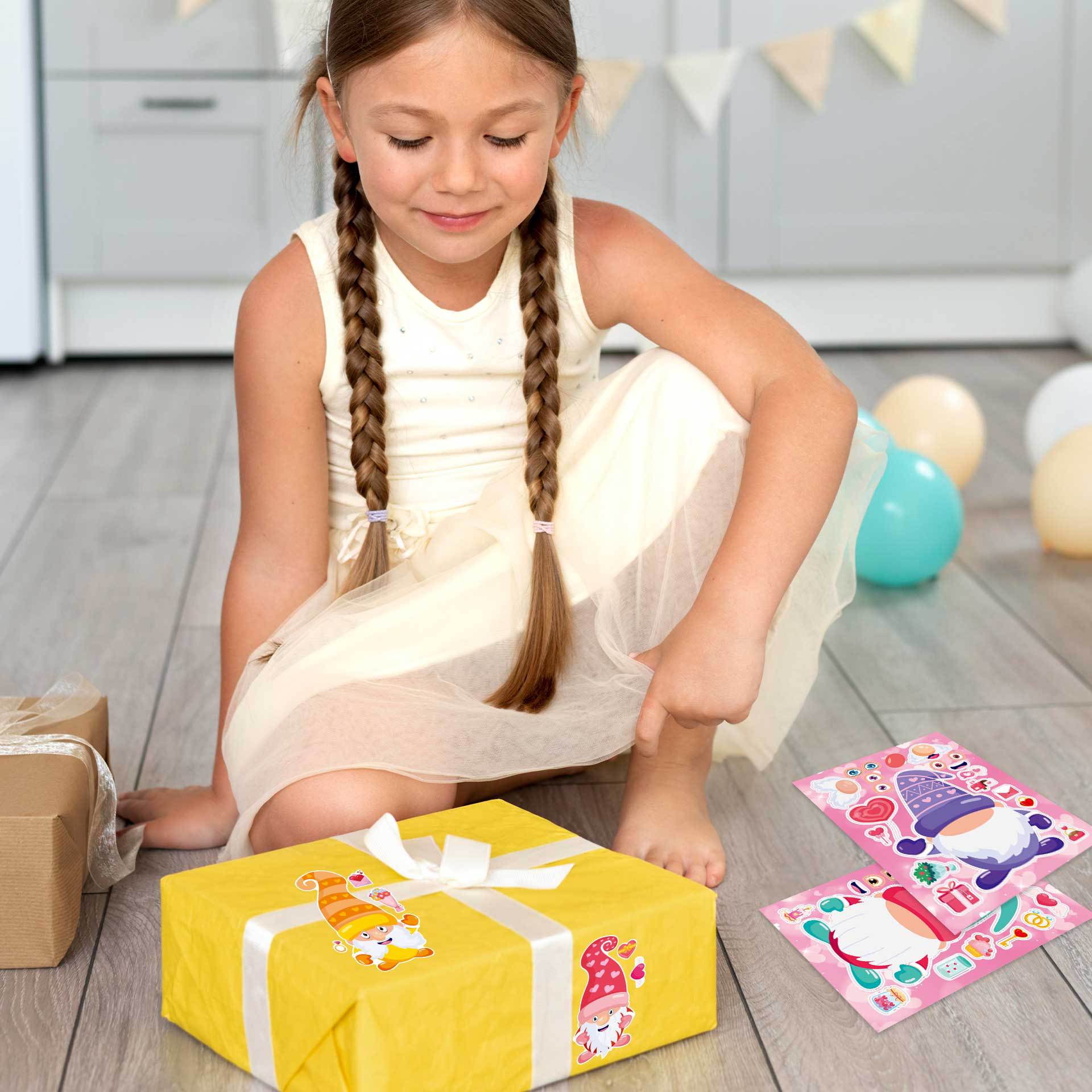 Make a Face Valentine's Day Dwarf Stickers for Kids 32 Sheets