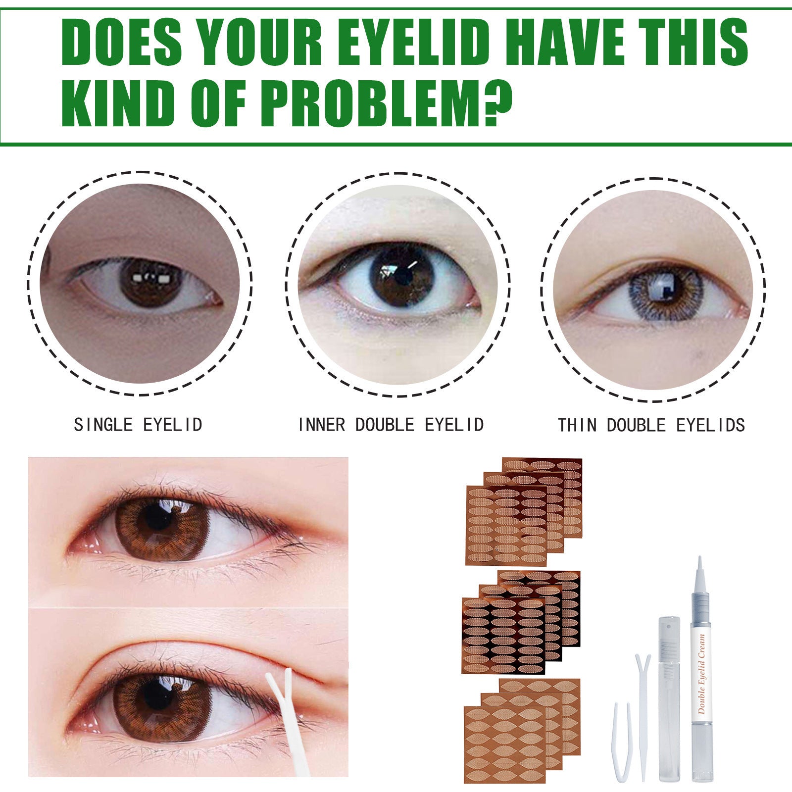 Natural Glue-Free Double Eyelid Tape Kit – 396 Invisible Strips