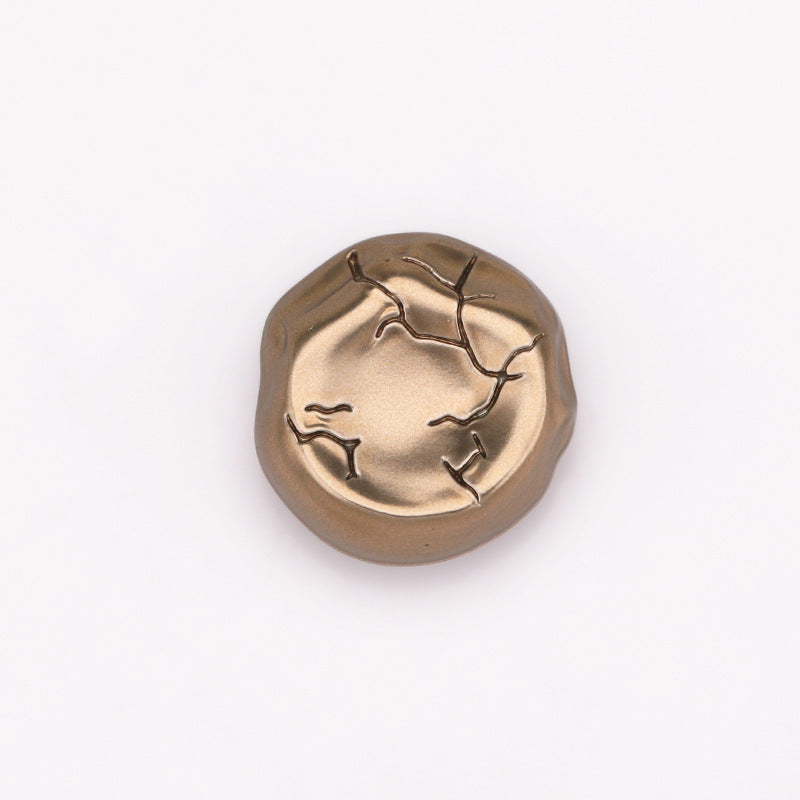 Sand Gold Metallknopf, perlmuttartiges Crackle-Relief, rund, Schaftknopf
