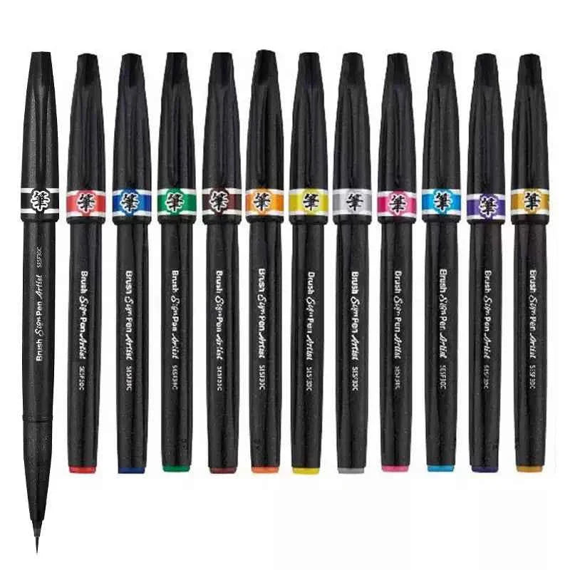 Pentel Arts Brush Sign Pen Artist Ultra Fine Brush 12 Pack