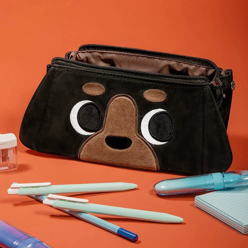 HongDian Baseball Dog 3-Layer Large Capacity Pencil Case B