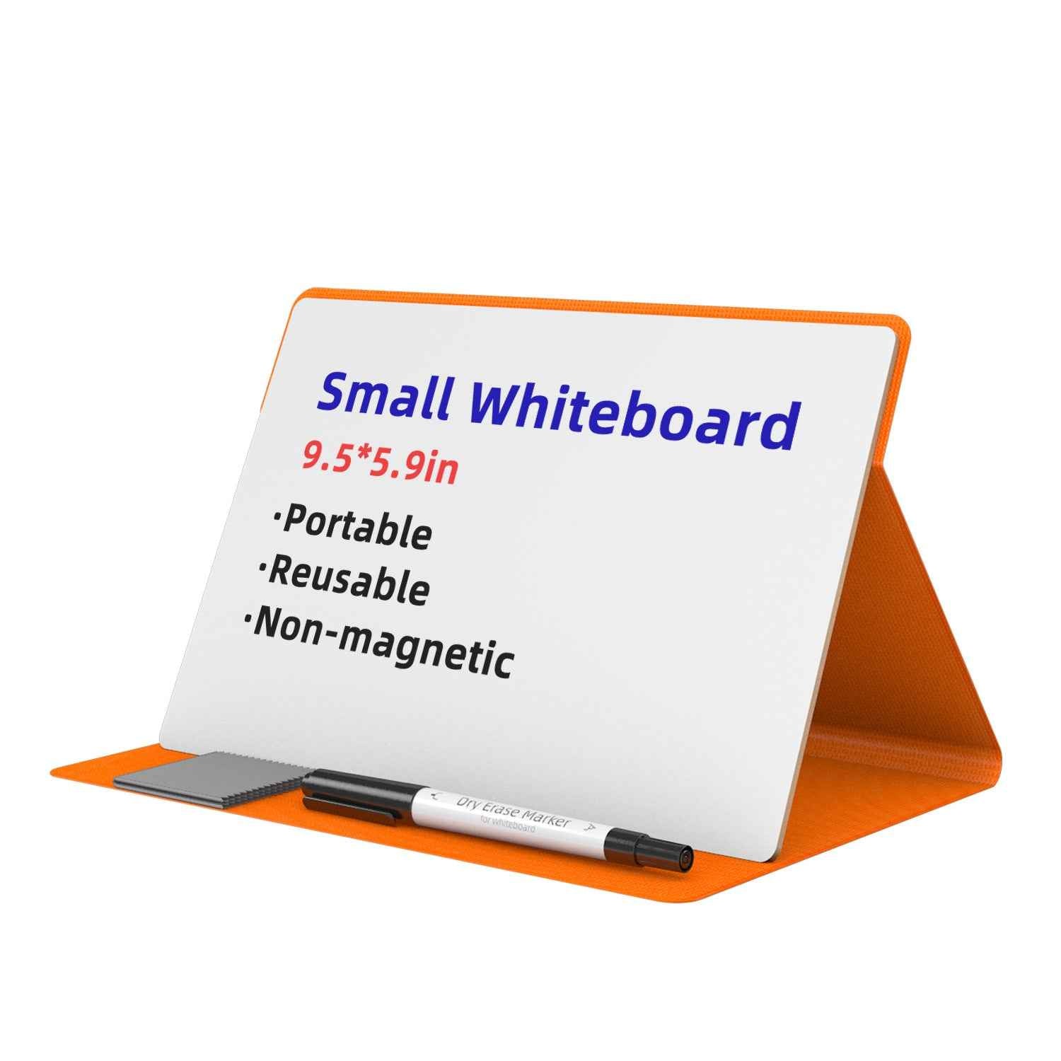Desktop Dry Erase Board,9.5" X 5.9" Small White Board with Stand Orange