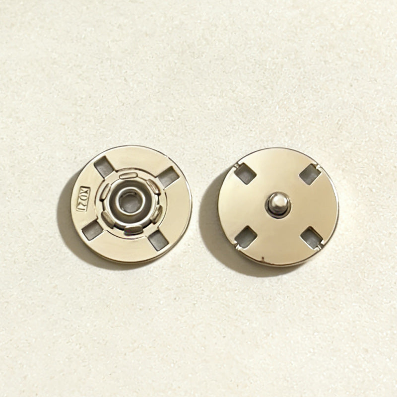 Round invisible metal snap buttons, gold finish—stud side and socket side