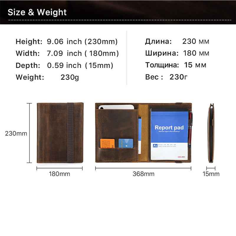 Handmade Vintage Leather A5 Business Padfolio Organizer
