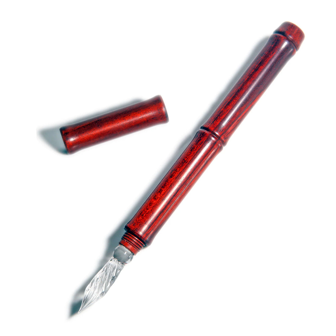 Classic Wooden Dip Pen with Glass Nib – Natural Wood Barrel in Walnut Brown, Cherry Red & Ebony Black Brown