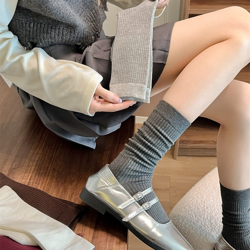 Women's Cotton Ruched Scrunchy Crew Socks| 6-Pack