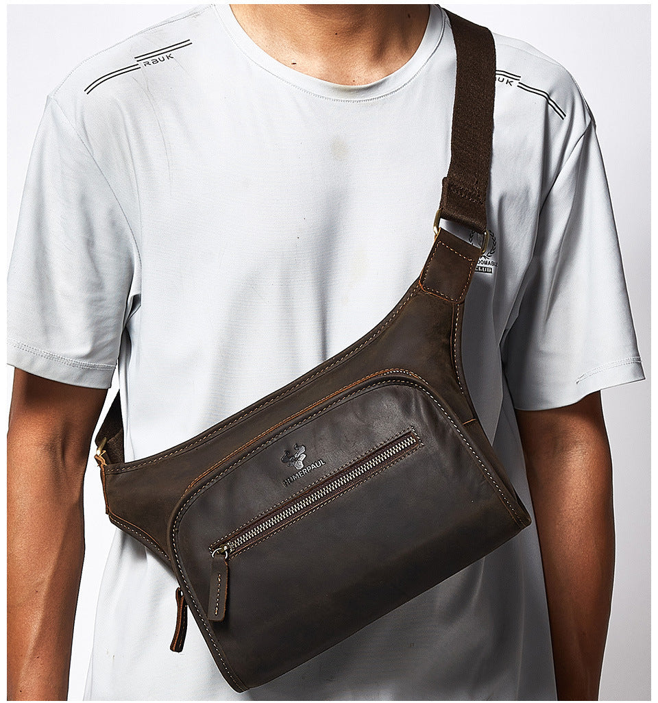 Men's Genuine Leather Commuter Shoulder Crossbody Bag