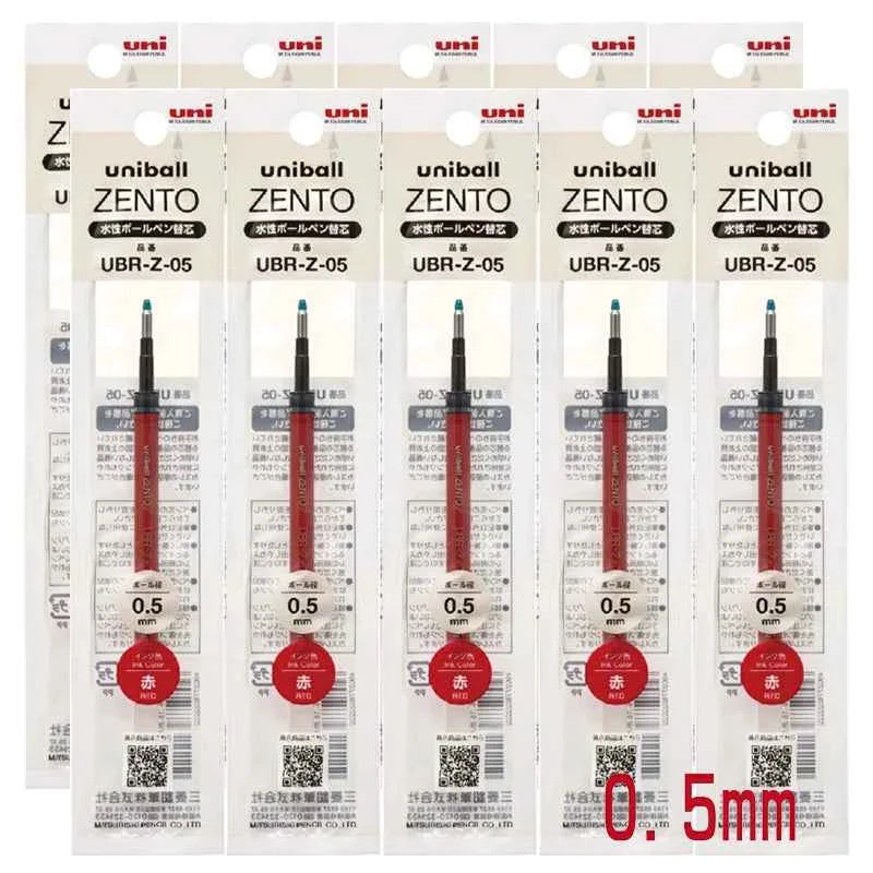 Uni-ball ZENTO UBR-Z-05 Gel Pen Refill 0.5mm Black/Red/Blue 10 Pack Red