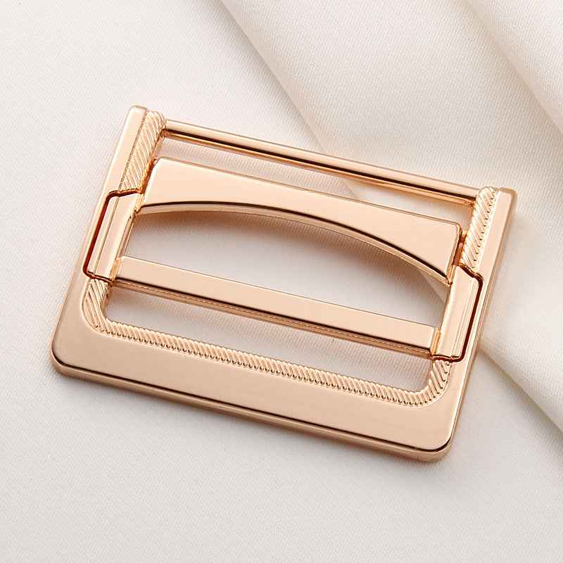25–45mm metal dress belt buckles: black, silver, rose-gold finishes, set