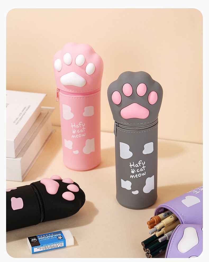 Cute Cat Paw Silicone Pencil Case – Expandable Pen Holder