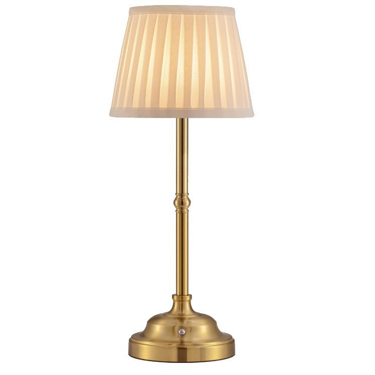 Portables Cordless Table Lamp Fabric Shade Rechargeable Desk Lamp Gold