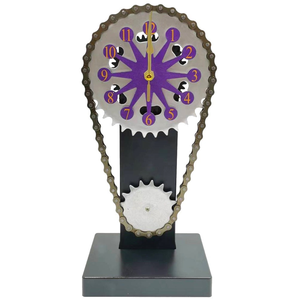 Vintage Rotating Gear Steampunk Clock Purple
