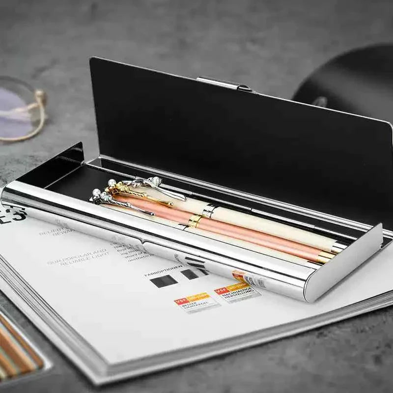 MODERN Stainless Steel Hand-Polished Mirror Pencil Case