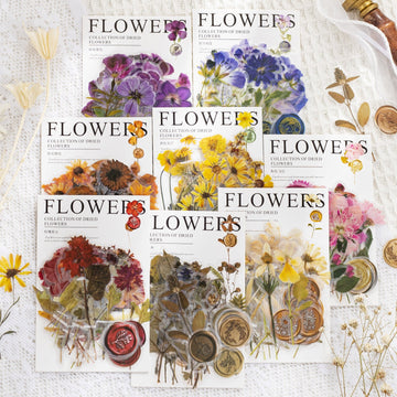 320-Piece Vintage Botanicals PET Sticker Pressed Flower & Wax Seal