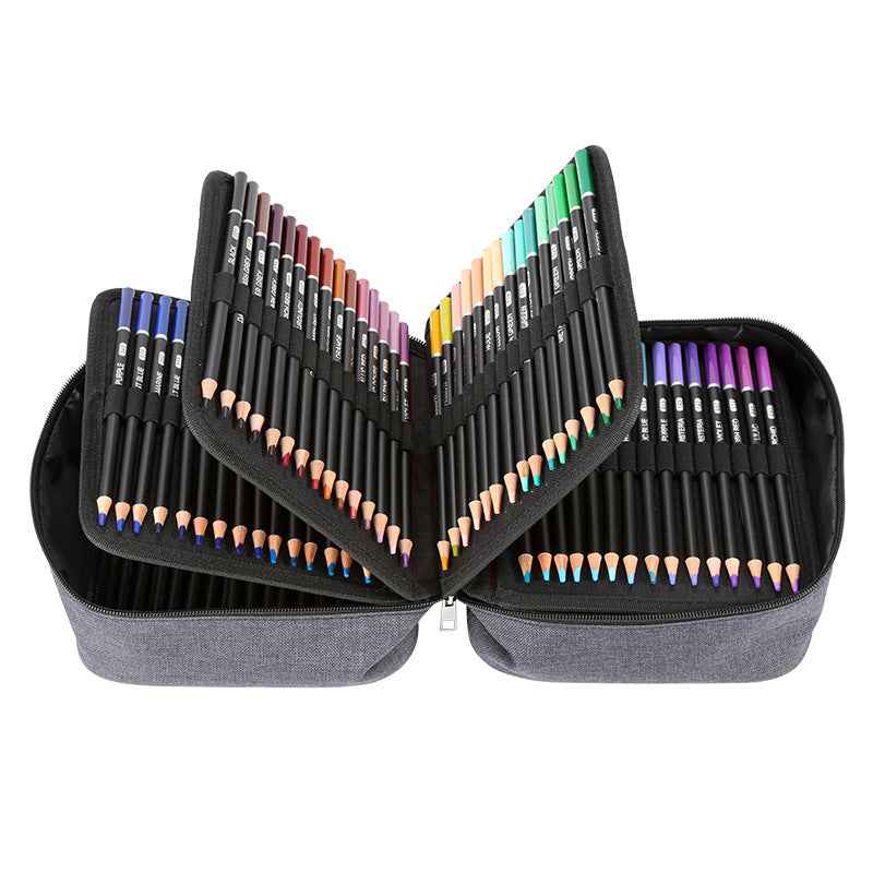 H&B 180 Colored Pencils Kit Oil Based with Zipper Storage Case