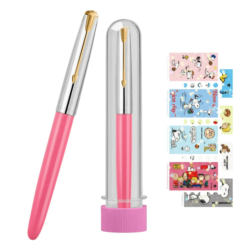 HERO 616Plus Fountain Pen 0.38mm Fine Nib Gradient Color with Stickers Pink