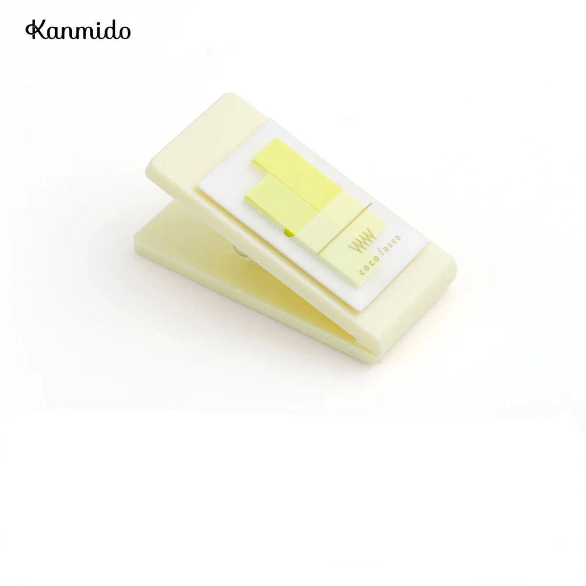 Kanmido Miniclip Coco Fusen MY FAVE Clip Sticky Note Dispenser | Refillable Index Tabs | 2 x 30 Sheets Yellow