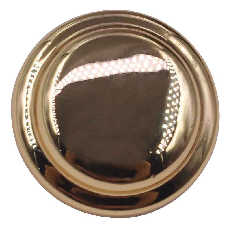 Solid gold metal shank button, round front with reflective dome face