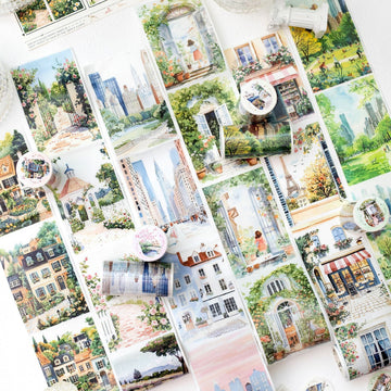 6-Roll Washi Tape Set – Scenic Landscape Decor 80mm x 2m
