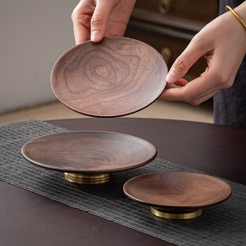 Walnut Wood Serving Plate | Zen-Style Fruit, Tea & Snack Tray