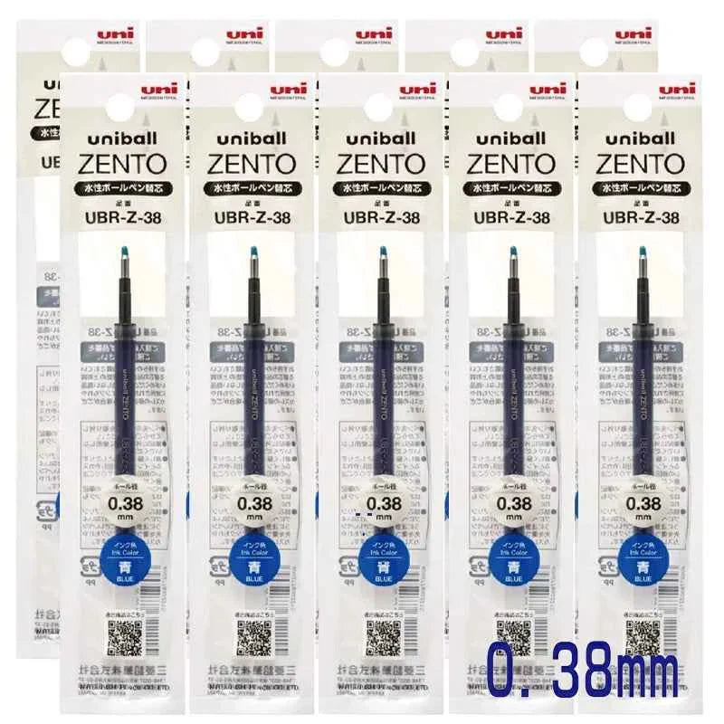Uni-ball ZENTO UBR-Z-38 Gel Pen Refill 0.38mm Black/Blue 10 Pack Blue