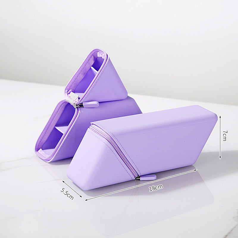 Silicone Pencil Case Pouch – Expandable Standing Organizer Purple