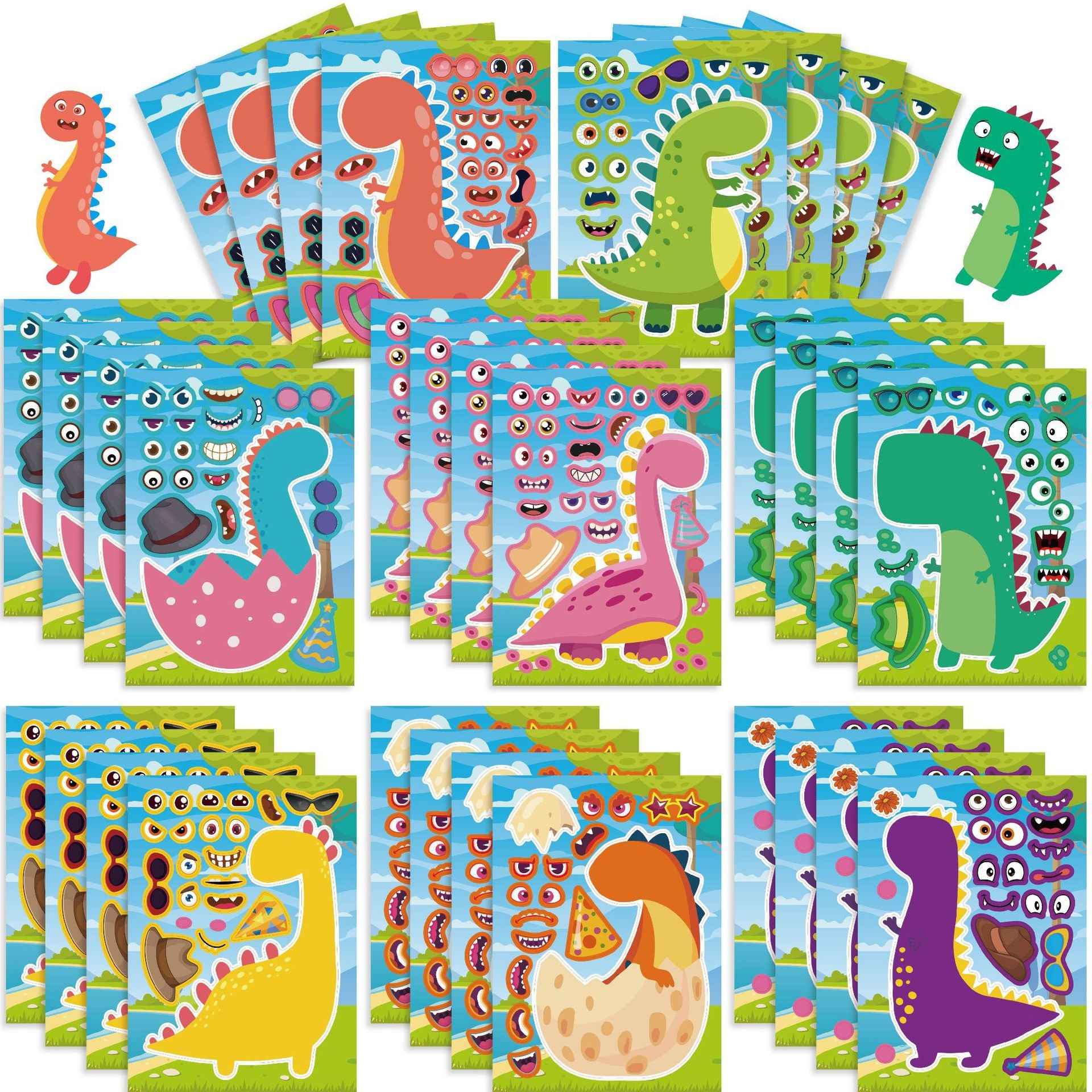 32 Sheets Dinosaurs Cartoon Make Your Own Stickers for Kids
