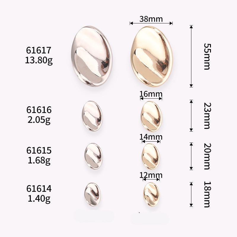 Bottoni a uovo metallici: misure indicate in mm (38, 23, 20, 18)