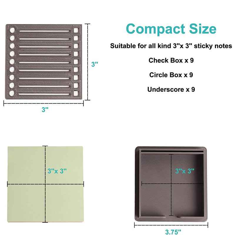 Sticky Note Holder with Stencil 3x3 with 4 Color Sticky Notes